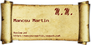 Mancsu Martin névjegykártya